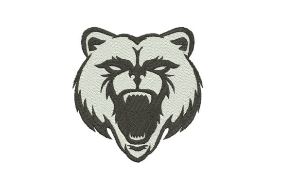 Angry Bear Head Embroidery Design