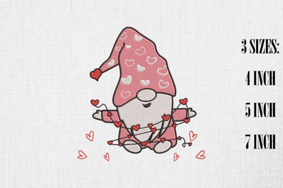 Cute Pink Gnome Embroidery