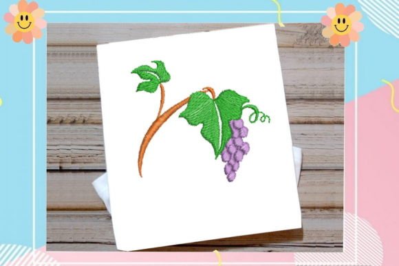 Grape with Leaves Embroidery Design