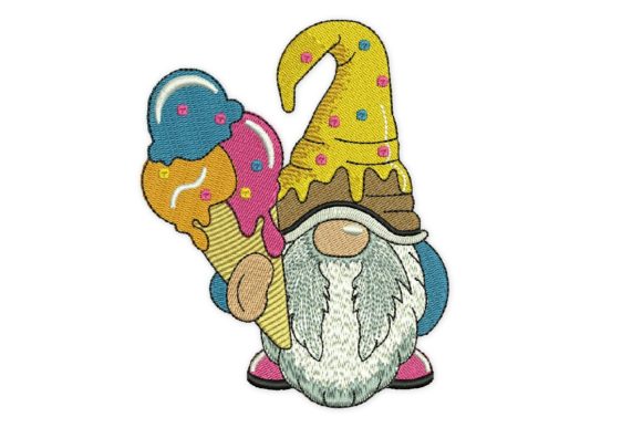 Ice Cream Gnome Embroidery Design