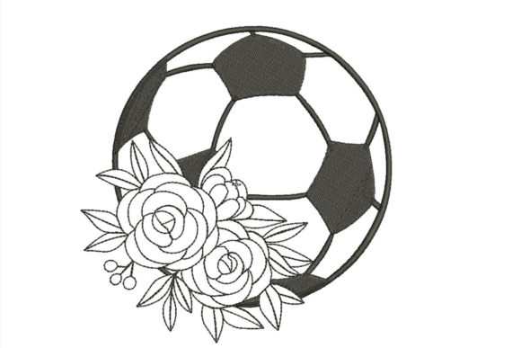 Soccer Ball in Flowers Embroidery