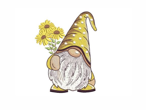Sunflower Gnome Embroidery Design