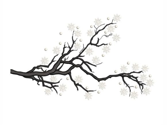Winter Branch Embroidery Design